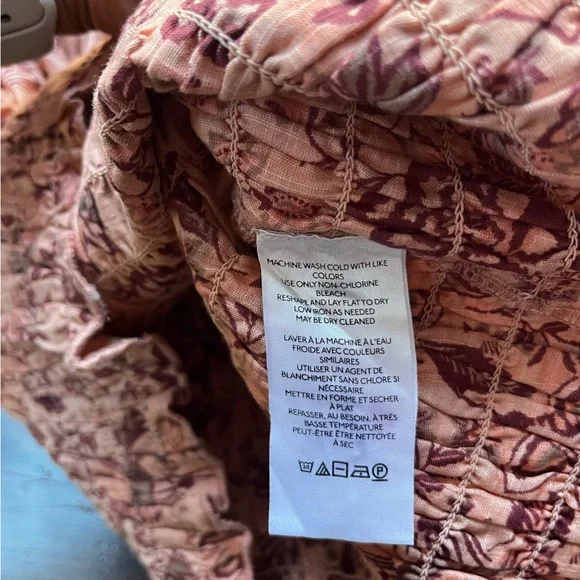 Free People Smock It To Me Apricot Combo Mini Dress XS - Picture 3 of 7